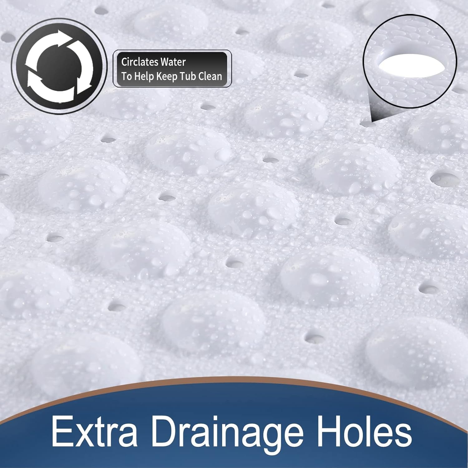 Original Bathtub Mat Non Slip, Extra Long Mat for Tub with Big Suction Cups and Drain Holes, Machine Washable Tub Shower Mats for Bathroom 16 X 40 Inches, Phthalate Latex Free, White