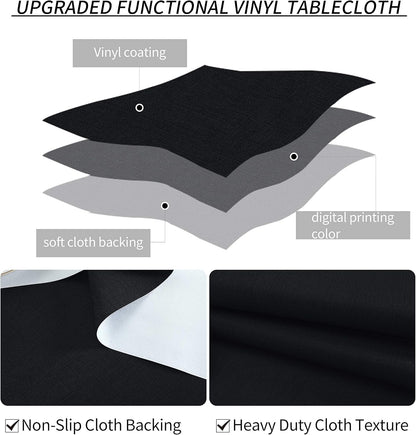 Vinyl Tablecloth for Picnic Camping Outdoor, 100% Waterproof Oil-Proof Spill-Proof PVC Table Cloth, Wipeable Thick Square Tablecloth Cover (54 X 54 Inch, Grey Blue)