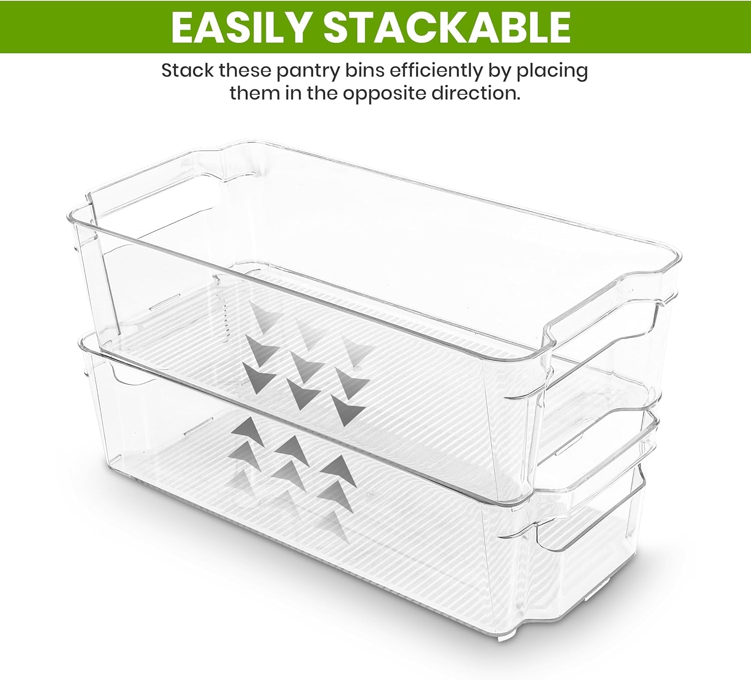 - Fridge Organizer Bins - Refrigerator Organizing Bins - Pantry Organizers & Storage - Stackable for Home & Kitchen Pantry Organization - Clear Plastic Containers (8 Pack)