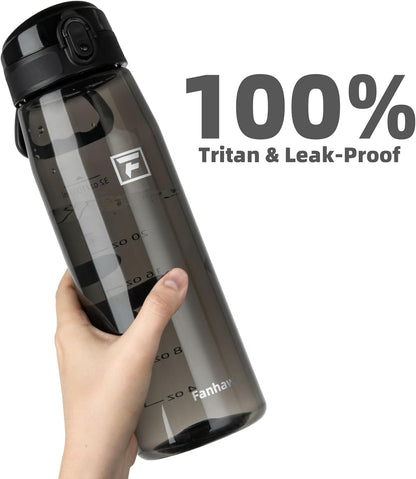 32 Oz Tritan Water Bottle with Chug Lid - Clear, Bpa-Free, Lightweight, Wide Mouth, Leak-Proof, Perfect for Gym, Travel, School, Office, and Sports (Black)