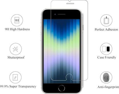 Screen Protector for Iphone SE 2020/2022 2Pack 0.33Mm 4.7 Inch Tempered Glass Case Friendly Iphone SE 2Nd/3Rd Generation