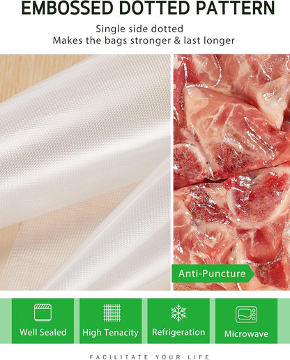 11" X 150' Food Vacuum Seal Roll Keeper with Cutter Dispenser, Commercial Grade Vacuum Sealer Bag Rolls, BPA Free Food Vac Bags, Ideal for Storage, Meal Prep and Sous Vide
