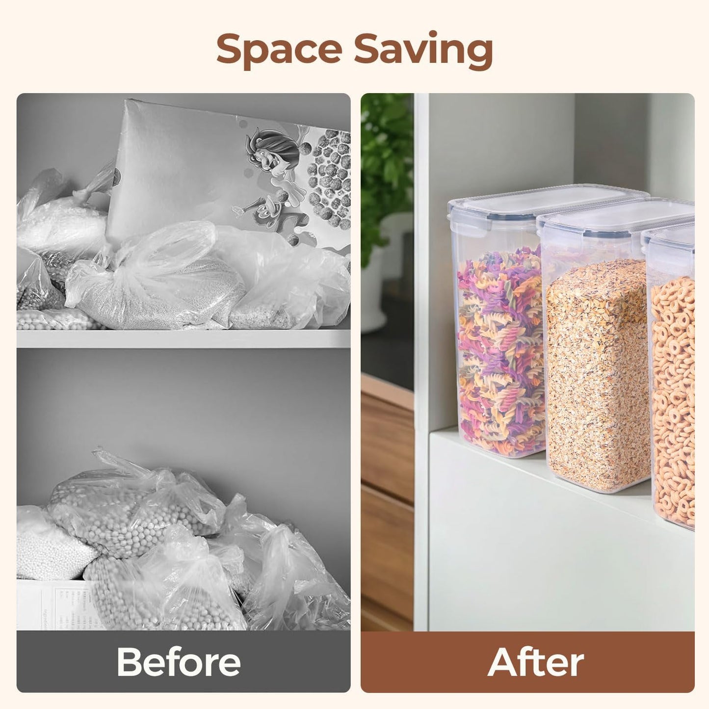 Cereal Containers Storage Set (6L / 4L), Airtight Food Storage Containers for Pet Food Nuts,Cereal Dispenser for Kitchen Pantry Organization