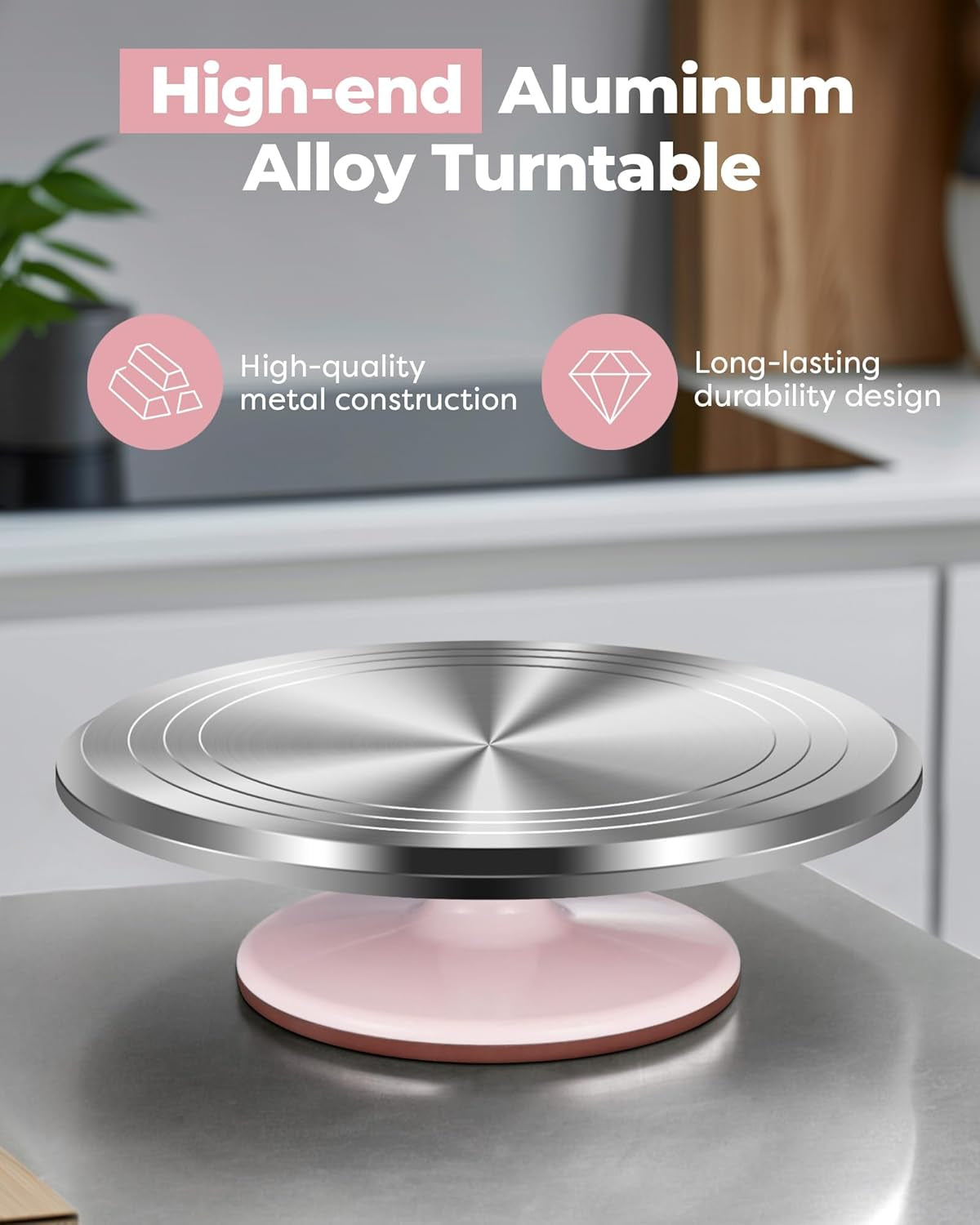 Aluminium Alloy Revolving Cake Stand 12 Inch Rotating Cake Turntable for Cake, Cupcake Decorating Supplies