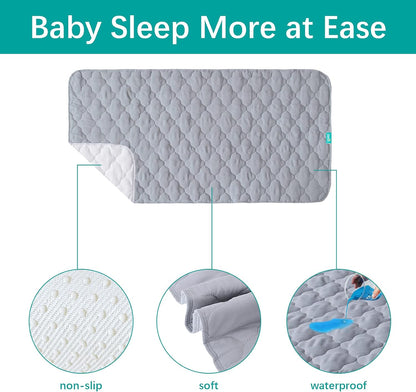 Waterproof Crib Mattress Protector Pad Cover 28" X 52", anti Slip & Absorbent Waterproof Bed Pads for Standard Crib/Toddler Bed Quilted Machine Washable (Quilted Improved Thickness) Grey
