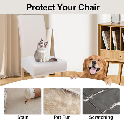 Velvet Stretch Chair Covers for Dining Room Set of 2, Soft Fit Removable Washable Kitchen Parsons Chair Slipcover Protector, Cream