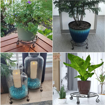 Original Patented Plant Stand for Flower Pot Heavy Duty Potted Holder Indoor Outdoor, Metal Rustproof Iron Garden Container round Supports Rack for Planter, Black, 10.2 Inches
