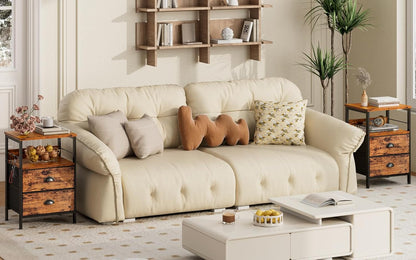 Nightstands Set 2, Bedside Table with 2 Fabric Drawers, End Table with Hooks and Shelf, Side Table for Bedroom/Living Room/Study/Hallway/Brown