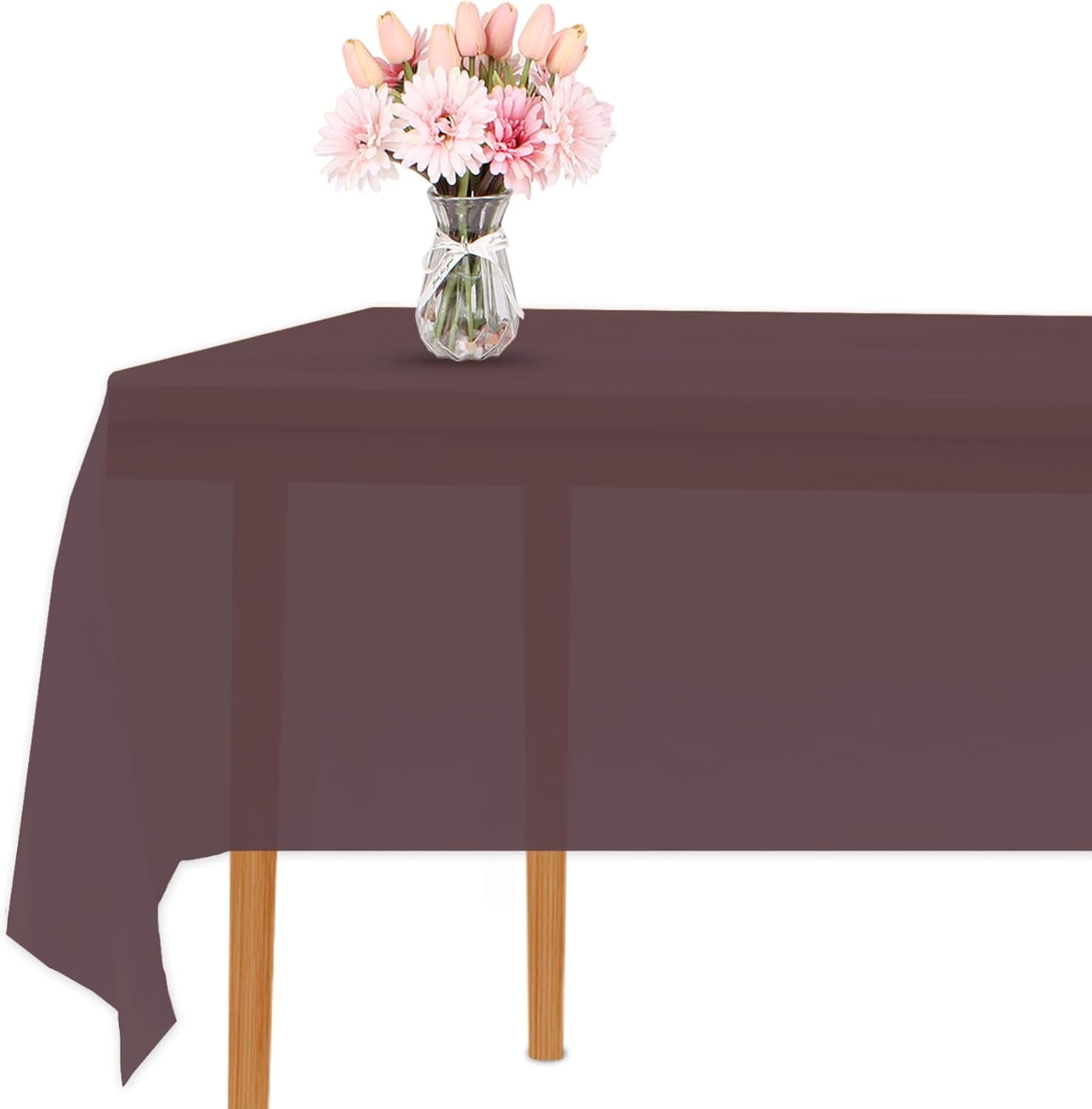 Dark Brown 3 Pack Premium Disposable Plastic Tablecloth for Parties 54 Inch X 108 Inch Rectangle Table Cover 6 to 9 Foot Tables for Birthdays Thanksgiving Weddings Christmas Anniversary Buffet Table