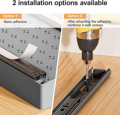 3 Pack Pull Out Cabinet Organizer, 15.7" Deep Pull Out Drawers for Cabinets, Slide Out Drawers for Kitchen Cabinets, Bathroom Cabinet Organizer, Pantry (Grey)