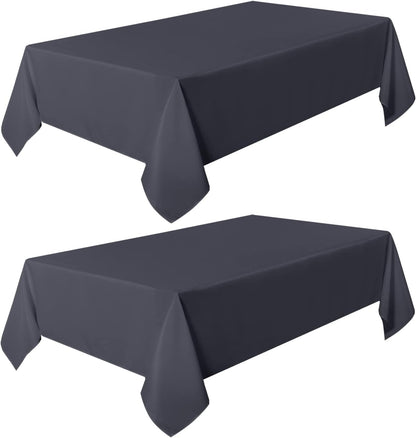 2 Pack Dark Grey Tablecloth 60 X 102 Inch, Rectangle 6 Feet Table Cloth - Stain and Wrinkle Resistant Washable Polyester Table Cover for Dining Tables, Buffet Parties and Camping
