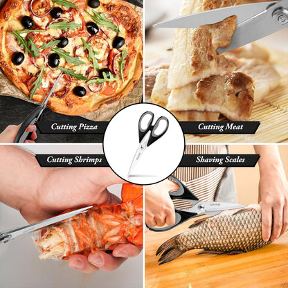 Kitchen Gadgets Utensils Set for Home,  8.5" Kitchen Scissors with Sheath, Black Cooking Scissors, All Purpose Shears