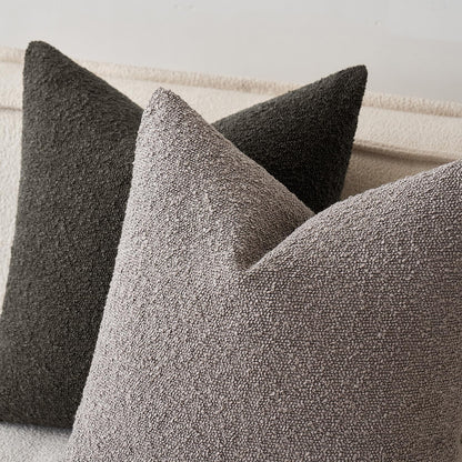 Textured Boucle Throw Pillow Cover Dark Coffee Accent Solid Lumbar Pillow Case Decorative Soft Pack of 1 Couch Cushion Chair Sofa Bedroom Livingroom Home Decor,12X20 Inch