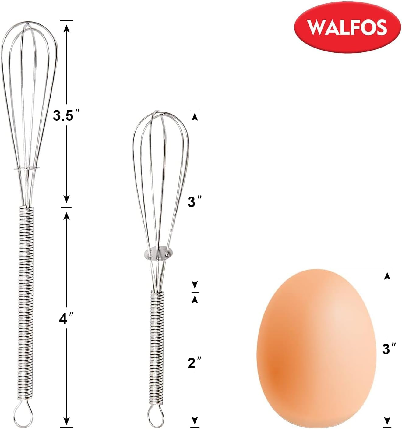 Mini Whisks Stainless Steel, Small Whisk 2 Pieces, 5In and 7In Tiny Whisk for Whisking, Beating, Blending Ingredients, Mixing Sauces