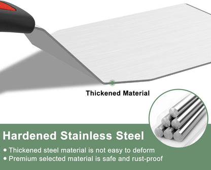 Stainless Steel Spatula Set, Heavy Duty Small Metal Spatula for Cooking Cast Iron Skillet with Silicone Handle - Griddle Grill Kitchen Spatula Flipper for Pancake, Fish, Smash Burger and Egg