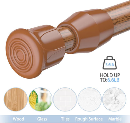 Spring Tension Curtain Rods Short Tension Rod (Wood, 16" to 28"-2Pcs, Optimum Scope of Application 16 to 24 Inch, Can'T Hang Heavy Curtains)