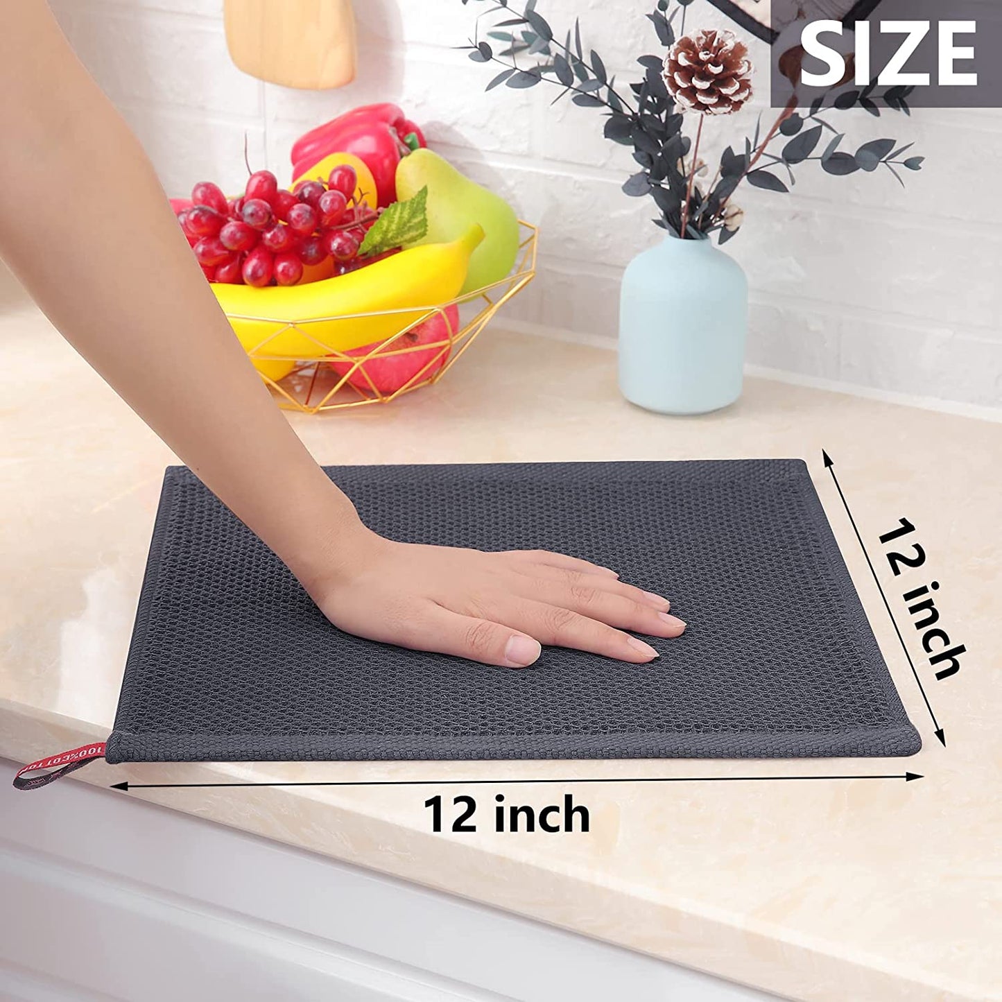 100% Cotton Kitchen Dish Cloths(Dark Grey, 12 X 12 Inches, 6-Pack) and Swedish Dishcloths for Kitchen(Grey, 10 Pack), Reusable and Eco-Friendly Cellulose Sponge Cloths