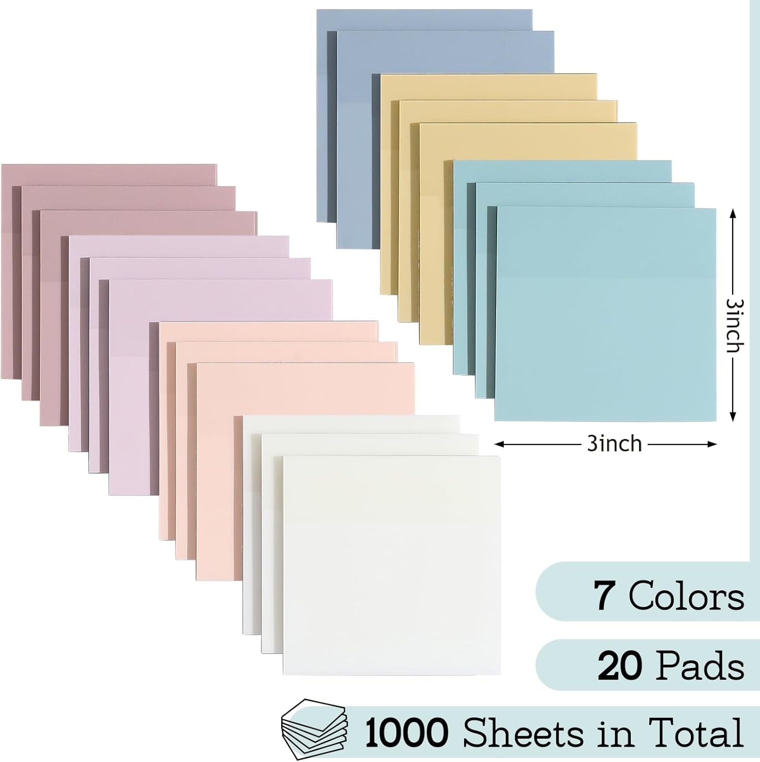 [2000 PCS] Transparent Sticky Notes, 6 Sizes Clear Sticky Notes Pads, Waterproof Self-Adhesive Translucent See through Sticky Notes for Annotating Books,School & Office