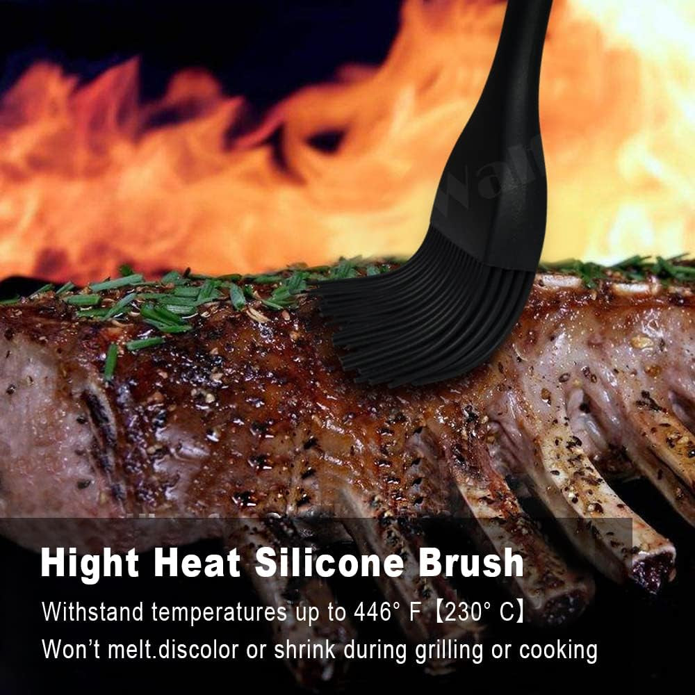 Silicone Basting Pastry Brush, Heat Resistant Pastry Brush Set, Strong Steel Core and One-Pieces Design, Perfect for BBQ Grill Baking Kitchen Cooking, BPA Free and Dishwasher Safe (2 Pcs)