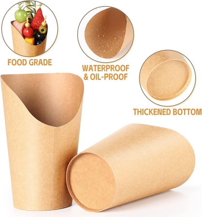 50 Charcuterie Cups with Sticks + 200 Cocktail Picks + 50 Labels, Disposable French Fry Holder with Bamboo Skewers Toothpicks, 12 Oz Brown Kraft Paper Appetizer Cups Charcuterie Boards Accessories