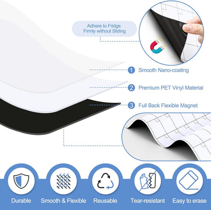 3 Pack Dry Erase Magnetic Calendar for Refrigerator - Monthly & Weekly & Daily Planner Magnet Whiteboard for Fridge Wall - Shopping, Meal/Menu, to Do List, Family Schedule Planning Board (9CO-3RIZH)