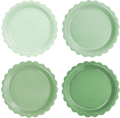 24 Pcs Sage Green Paper Plates Gradient Green Party Plates 7”Disposable round Dessert Plates for Birthday Wedding Bridal Engagement Baby Shower Party Supplies Dessert Plates Tableware
