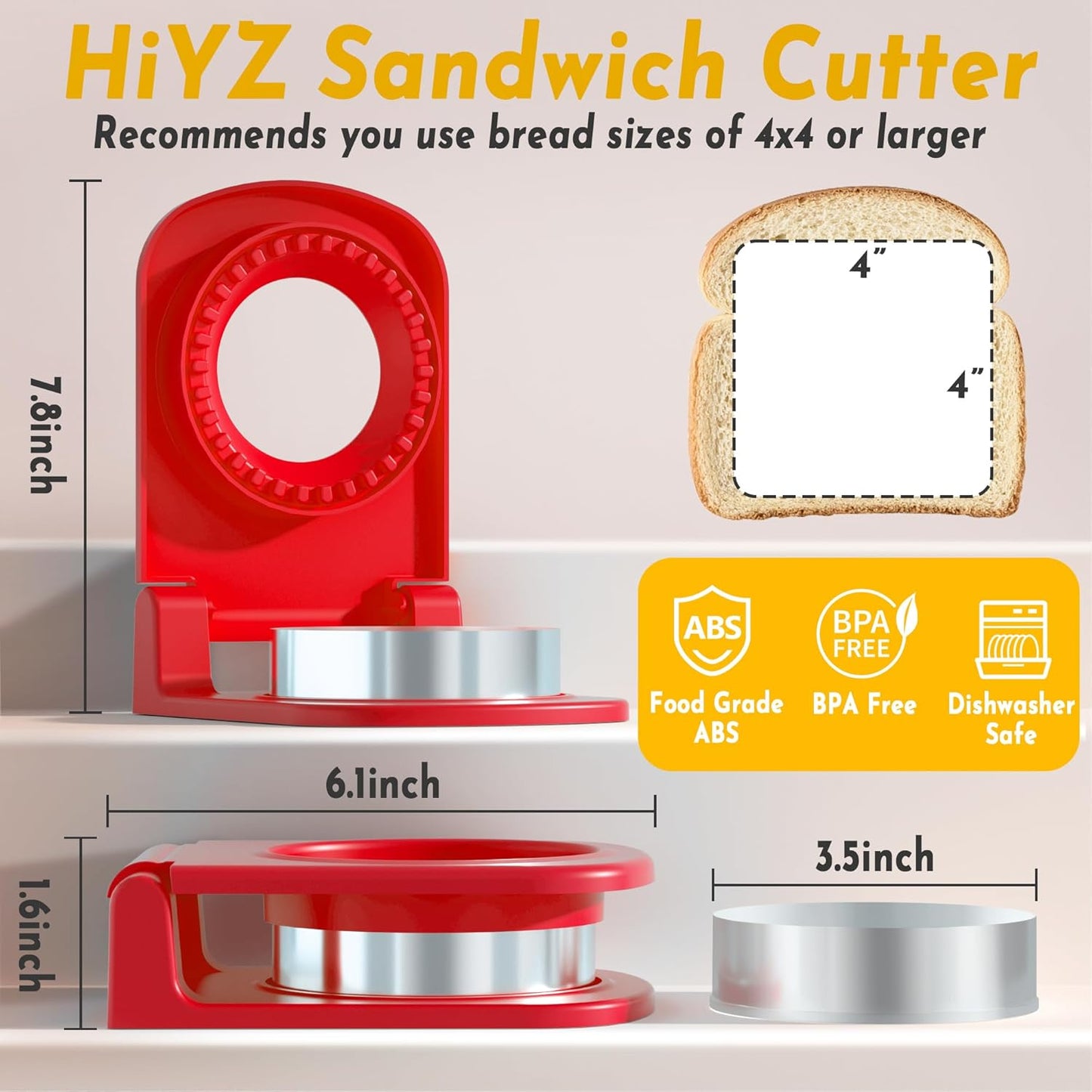 Sandwich Cutter and Sealer - Stainless Steel Decruster Sandwich Maker - Peanut Butter and Jelly Crustless Sandwich Bread Pancake Maker Cookie Cutter for Kids Children Boys Girls