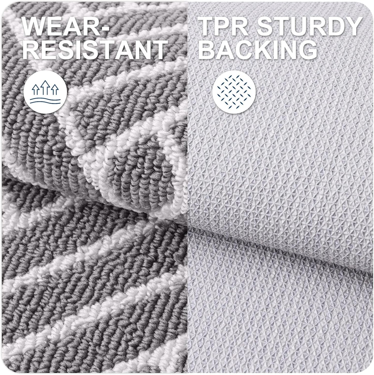 Indoor Door Mat, 32X20 Inch, Dirt Resistant and Absorbent, Non-Slip Rubber Backing Floor Mats, Easy Clean Low-Profile Doormat for Entryway, Front Door, and inside Entrance, Grey