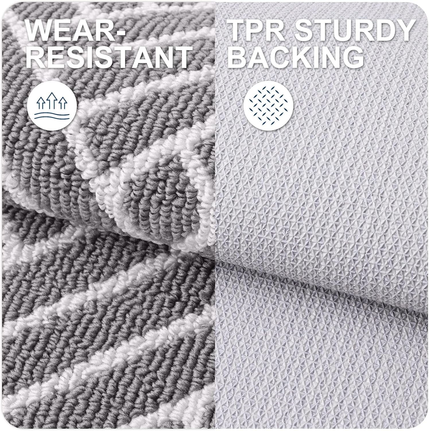 Indoor Door Mat, 32X20 Inch, Dirt Resistant and Absorbent, Non-Slip Rubber Backing Floor Mats, Easy Clean Low-Profile Doormat for Entryway, Front Door, and inside Entrance, Grey