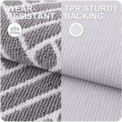 Indoor Door Mat, 32X20 Inch, Dirt Resistant and Absorbent, Non-Slip Rubber Backing Floor Mats, Easy Clean Low-Profile Doormat for Entryway, Front Door, and inside Entrance, Grey