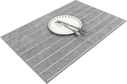 Microfiber Kitchen Towels - Super Absorbent, Soft and Solid Color Dish Towels, 8 Pack (Stripe Designed Grey and White Colors), 26 X 18 Inch