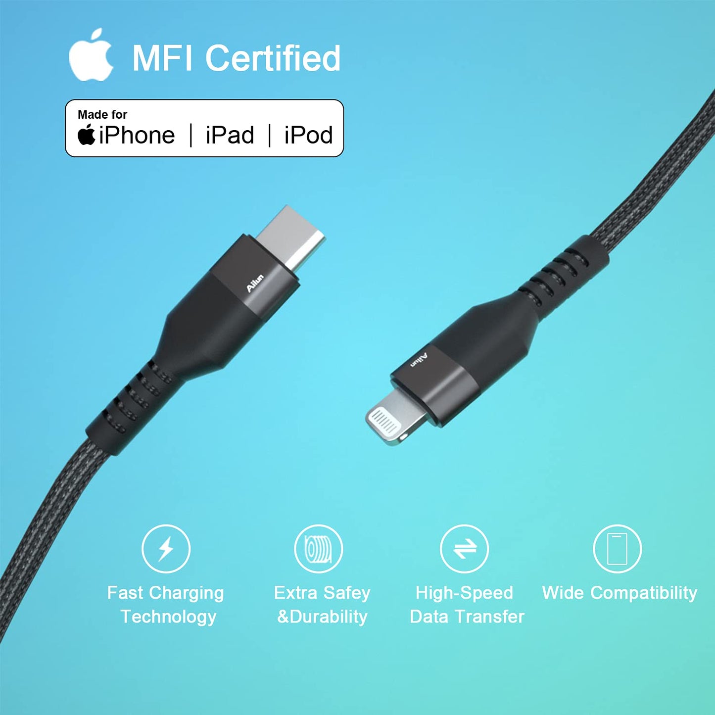 USB C to Lightning Cable 2Pack [6Ft Mfi Certified] Cord for Iphone 14/14 Pro/13/13 Pro/12/12 Pro/11/11 Pro/X/Xs/Xr/And USB C Female to USB a Male Adapter with Keychain 2Pack