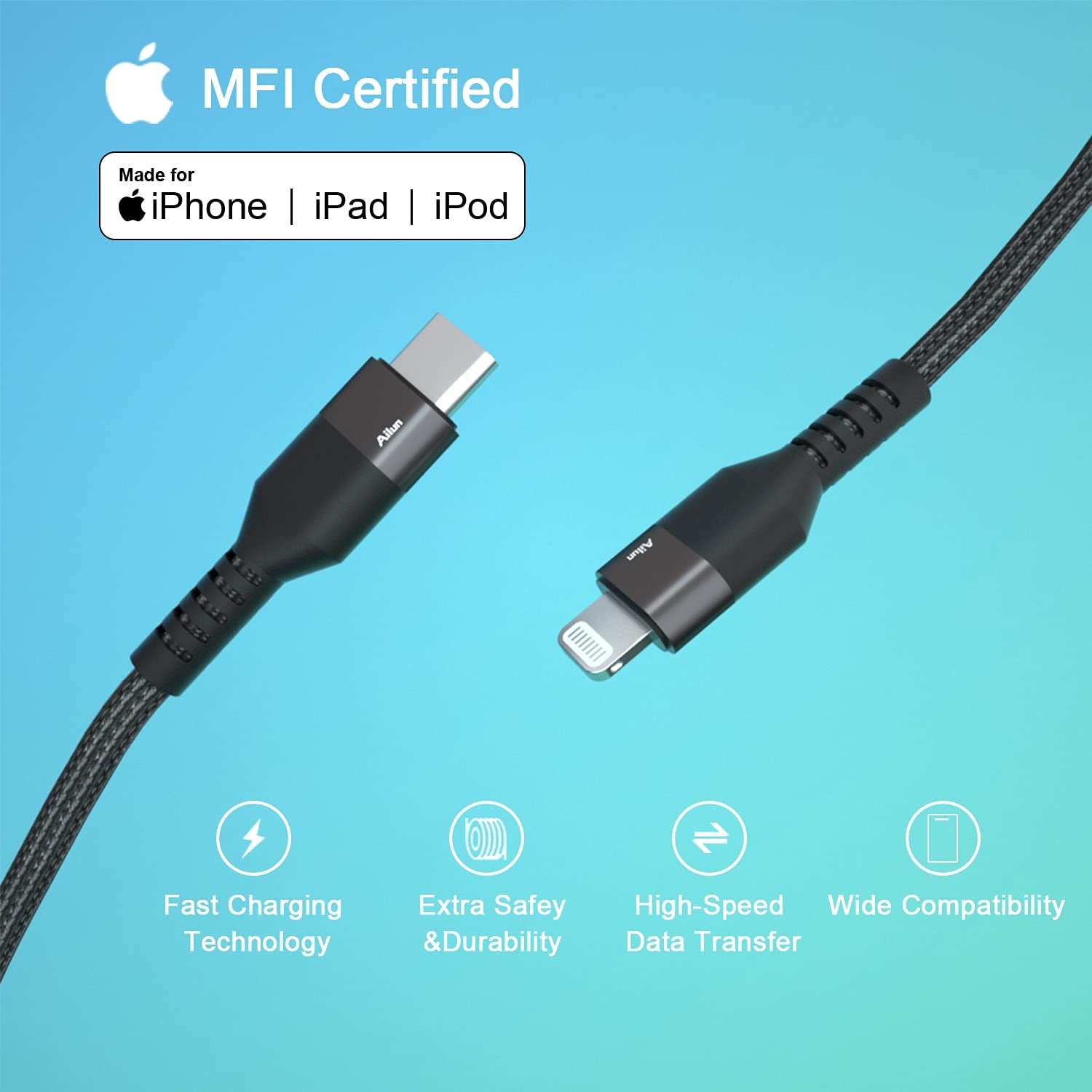 USB C to Lightning Cable 2Pack [6Ft Mfi Certified] Cord for Iphone 14/14 Pro/13/13 Pro/12/12 Pro/11/11 Pro/X/Xs/Xr/And USB C Female to USB a Male Adapter with Keychain 2Pack