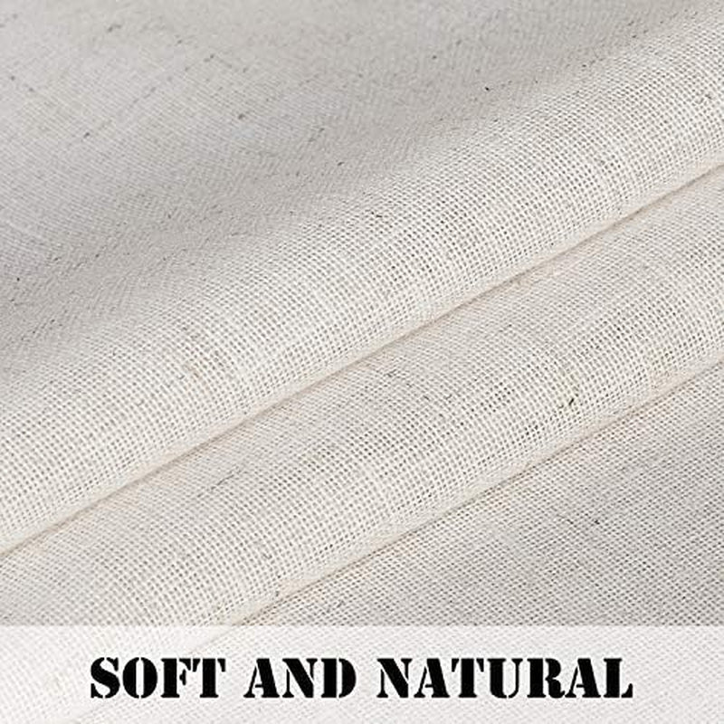 Natural Linen Kitchen Curtains 36 Inch Length Textured Flax Curtain Tiers for Bathroom/Kitchen Windows Rod Pocket Small Curtains (2 Panels, Natural)