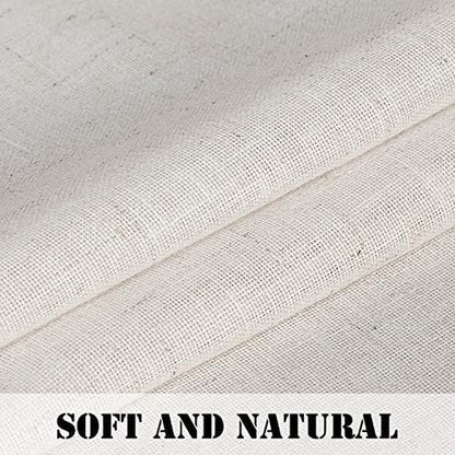 Natural Linen Kitchen Curtains 36 Inch Length Textured Flax Curtain Tiers for Bathroom/Kitchen Windows Rod Pocket Small Curtains (2 Panels, Natural)