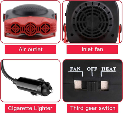 Car Heater 12V, 2 In1 Fast Heating or Cooling Fan, Fast Heating Defrost Defogger Plug in Cigarette Lighter,150W Automobile Windscreen Fan for All Cars Portable Electronic Auto Heater