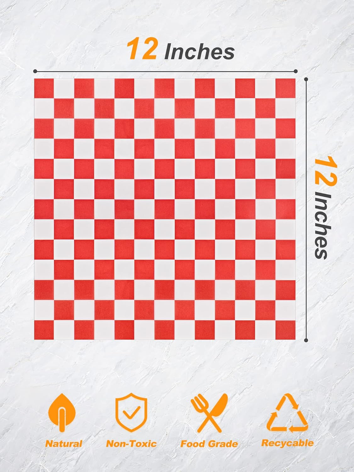 12 X 12 Inches Wax Paper for Food, 500 Pcs Non-Stick Hamburger Patty Paper, Square Sandwich Separators Wrapping Paper, for Lunch, Restaurants, Barbecues, Picnics, Parties, Red Plaid