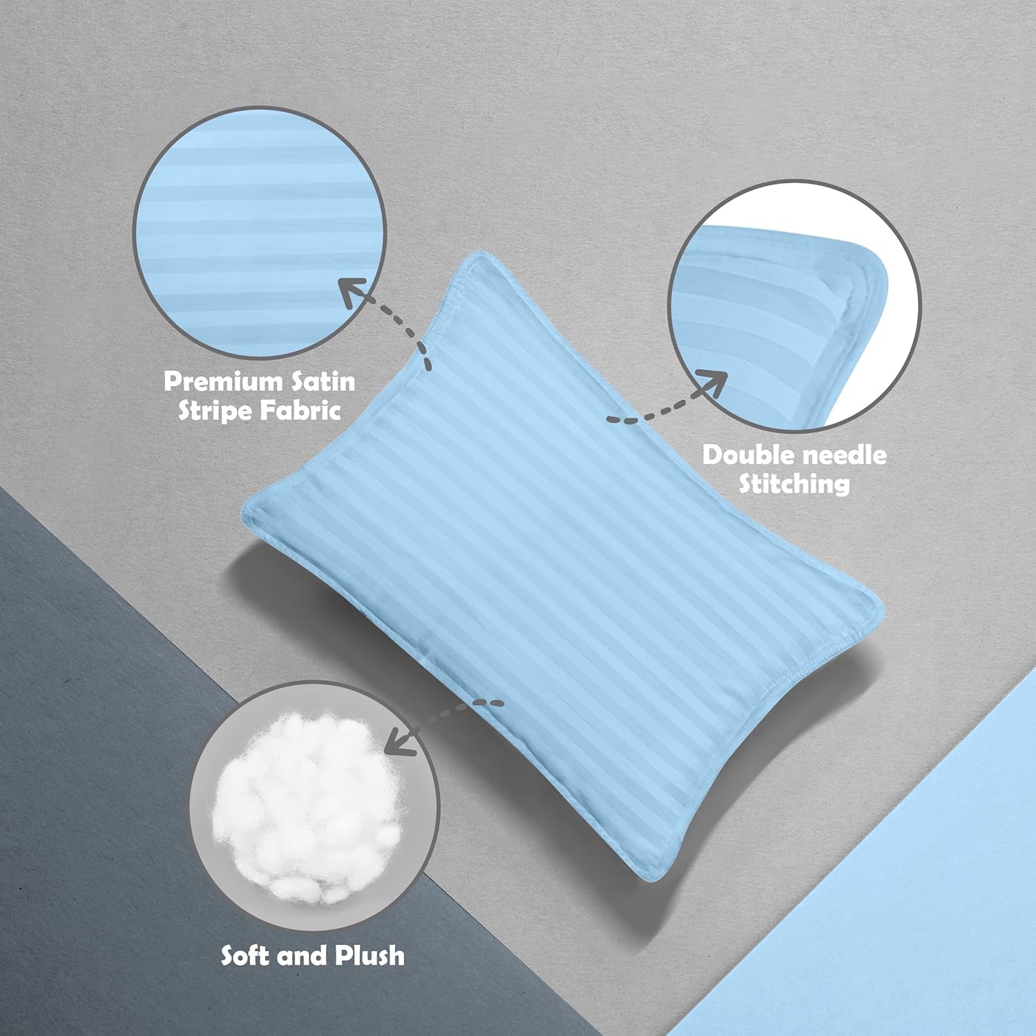 Toddler Pillow (Light Blue, 2 Pack) 13X18 Pillows for Sleeping, Soft and Breathable Cotton Blend Shell, Small Kids Pillow Perfect for Toddler Bed and Travel (Intended for Age 2 and Up)