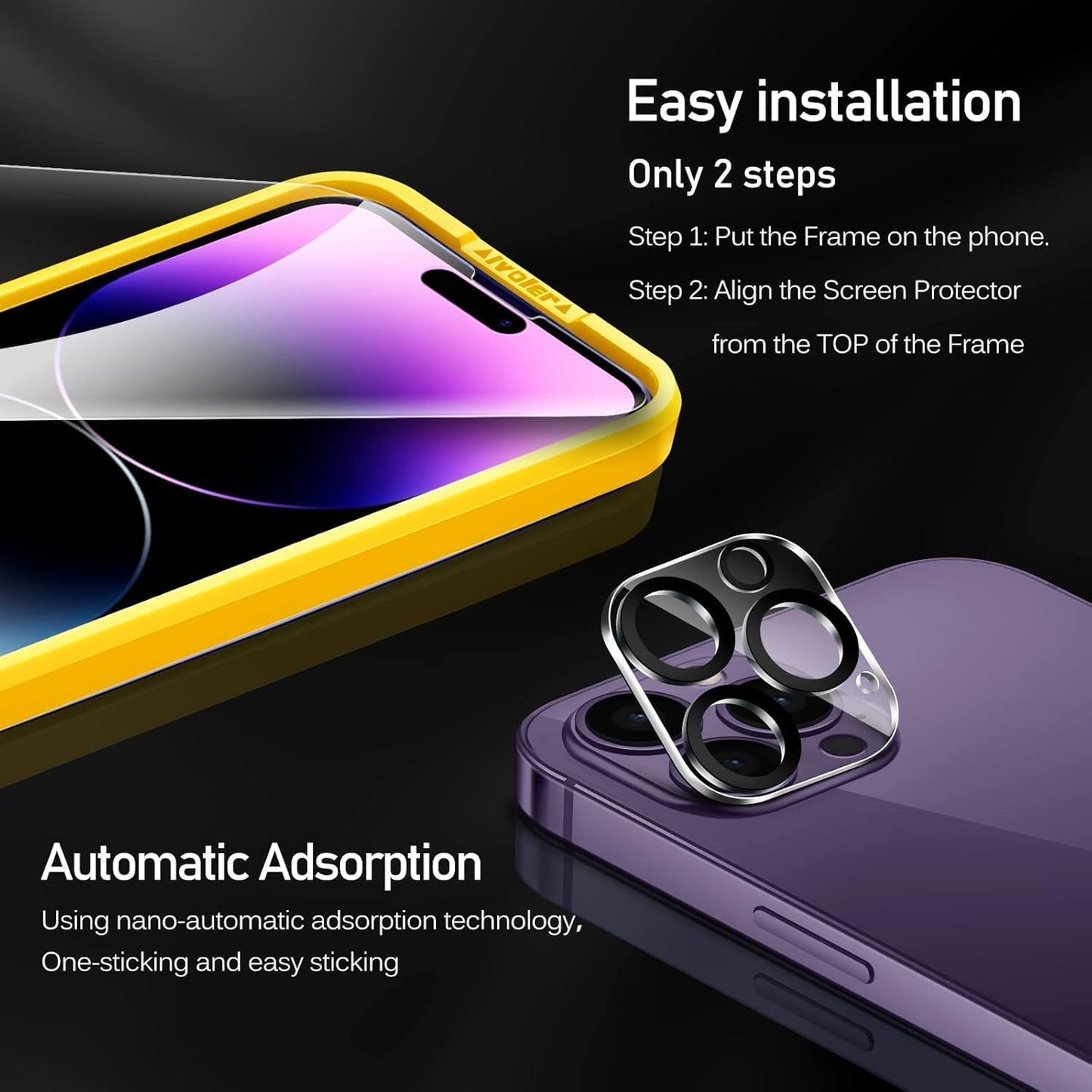 Tempered Glass for Iphone 14 Pro Max Screen Protector 6.7'' [3 Pack] with [3 Pack] Camera Lens Protector with [Alignment Frame], Anti-Scratch Case Friendly Transparent HD Clear Film