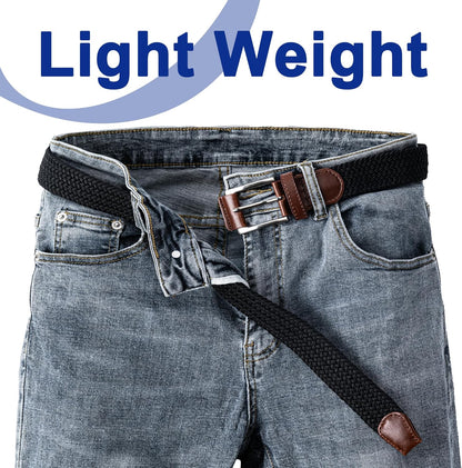 Mens Belt, Canvas Elastic Fabric Woven Stretch Multicolored Braided Belts for Golf Casual Pants Shirts Jeans