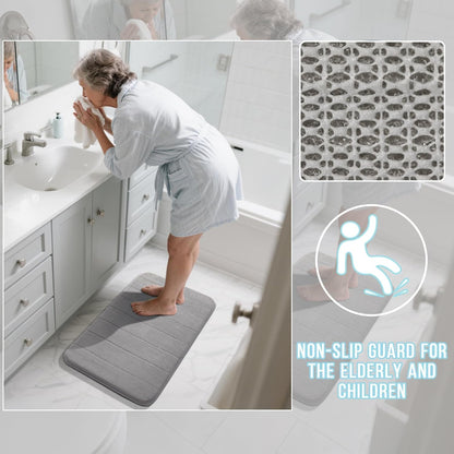 Memory Foam Bath Mat, Super Soft Absorbent Bathroom Rug Non Slip 24X17 Inch, Quick Dry, Machine Washable Floor Carpet for Tub Shower, Home Decor Accessories, Gray
