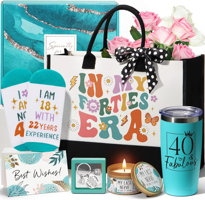 40Th Birthday Gifts for Women Her, Funny Turning 40 Year Old Gifts, Best 40 Fabulous 1985 Birthday Gifts Basket Unique Happy 40Th Birthday Gifts Ideas for Her Mom Sister Friend Wife Daughter Coworker
