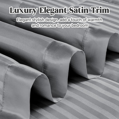 Blankets Queen Size - Soft Lightweight down Alternative Blankets with Satin Trim, Cozy Luxury Bed Blanket for All Season, Dark Gray (90"X90")