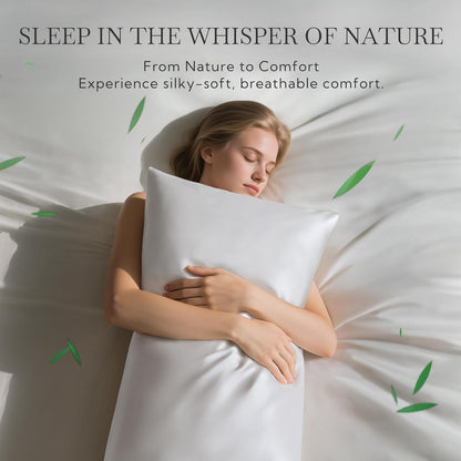2 Pack Pillowcase Standard Size, Polyester & Rayon Derived from Bamboo Cooling Pillow Cases for Hot Sleepers, Breathable & Moisture Wicking, Soft Envelope Pillow Cases (White, 20"X26")