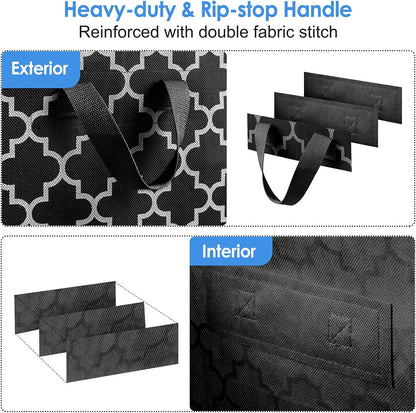 ISELIFE Storage Bags 100L 2-Pack Large Blanket Clothes Organization and Storage Containers for Bedding, Comforters, Foldable Organizer with Reinforced Handle, Clear Window, Sturdy Zippers, Black