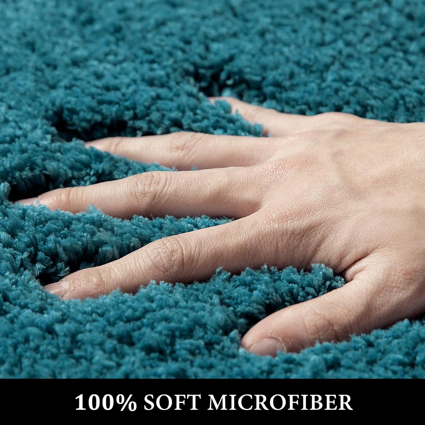 Microfiber Toilet Bath Mat U-Shaped Contour Shaggy Bathroom Rugs Non Slip Extra Thick Soft Bath Rug Absorbent Water for Bathroom Commode Machine Washable(20X20 Inch, Teal)