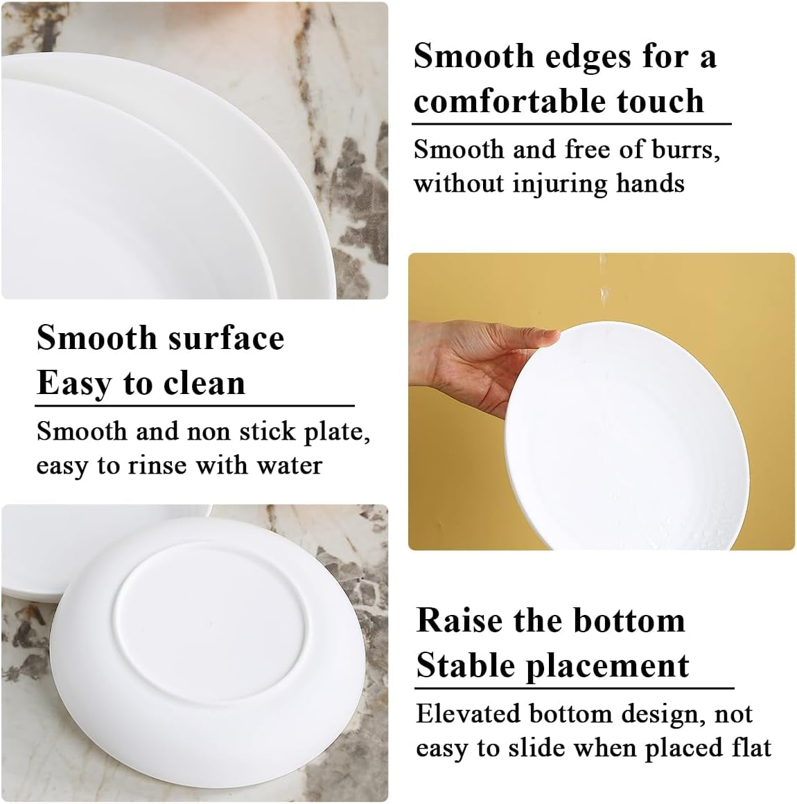 Set of 12 Durable 9-Inch White Plastic Plates - Reusable Unbreakable Dinnerware for Home, Kids, and Outdoor Activities