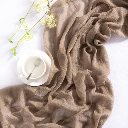 Nude Cheesecloth Table Runner 4 Pack Fall Thanksgiving Table Runners 120 Inches Boho Gauze Coffee Cheese Cloths for Rustic Wedding Bridal Baby Shower Decor Party Fall Table Centerpiece