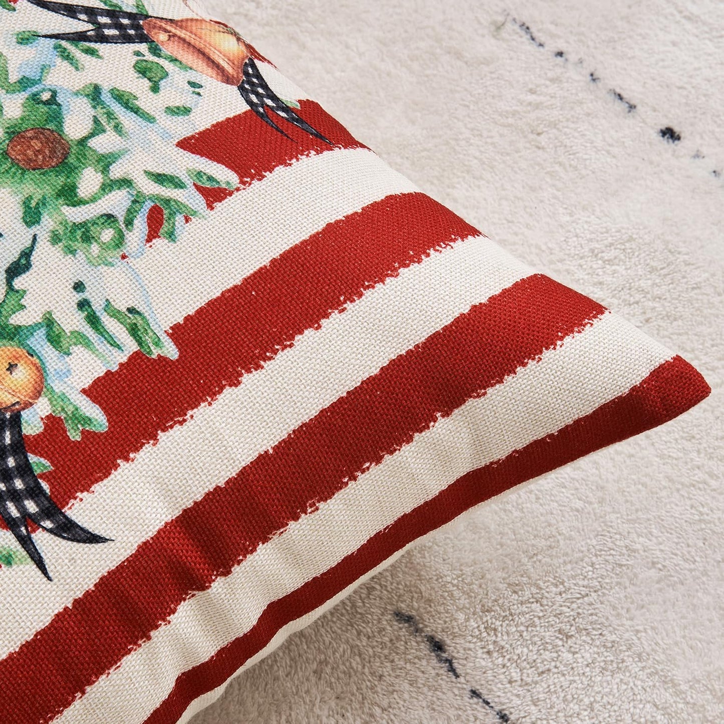 Set of 4 Holiday Red Decorative Pillow Covers 16X16 Inch Snowman Elk Merry Christmas Throw Pillow Cases Winter Seasonal Cushion Cases Home Decors for Sofa Couch Bedroom