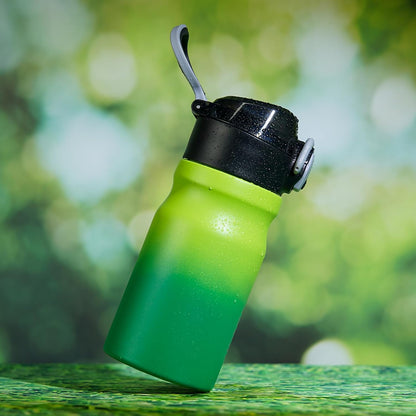 14Oz Insulated Water Bottle with Straw Stainless Steel Double Wall Water Bottles BPA Free Leak Proof Thermo with Lockable Flip Lid and Soft Silicone Spout,Bamboo Grove
